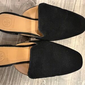 Tory Burch Black Suede Mules